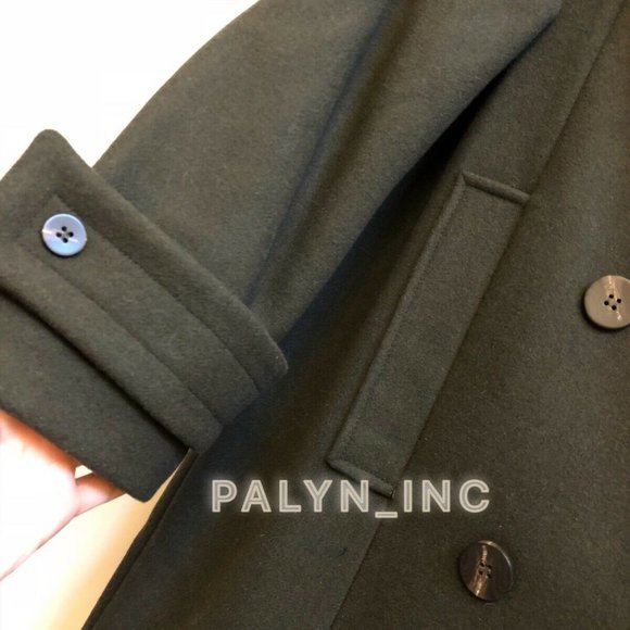 NWT ZARA KHAKI LONG DOUBLE-BREASTED WOOL MILITARY COAT - Picture 6 of 12